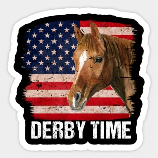 Derby USA Flag Horse Vintage Derby Time Sticker